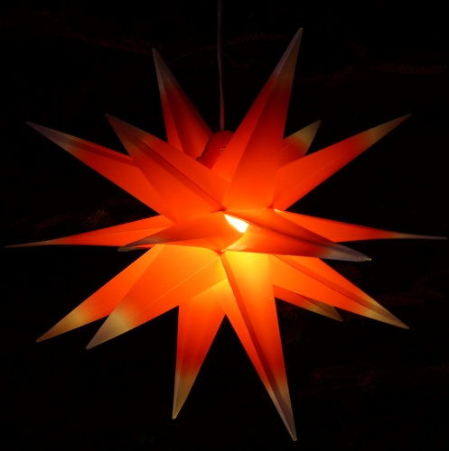 Wetterfester faltbarer 3D Außenstern Ø 55 cm inkl. Leuchtmittel, 7 m Kabel, Popup Stern aus stabiler Plastik für Garten & Balkon - Faltstern rot/weiß