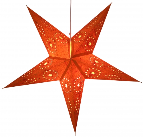 Foldable advent illuminated paper star, poinsettia 60 cm - Silijan orange