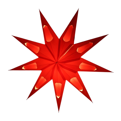 Foldable advent illuminated paper star, poinsettia 40 cm - Aquarius red