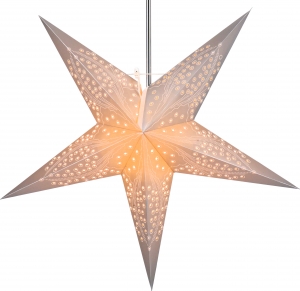 Foldable advent illuminated paper star, poinsettia 60 cm - Marinus silver