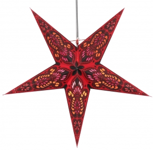 Foldable advent illuminated paper star, poinsettia 60 cm - Menor bordeaux