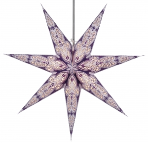 Foldable advent illuminated paper star, Christmas star 60 cm - Menora 7 violet/nature