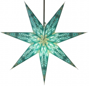 Foldable advent illuminated paper star, Christmas star 60 cm - Menora 7 turquoise