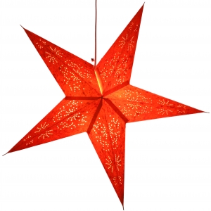Foldable advent illuminated paper star, poinsettia 60 cm - Perseus orange