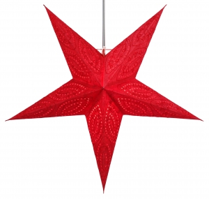 Foldable advent illuminated paper star, poinsettia 60 cm - Mercury red