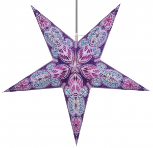 Foldable advent illuminated paper star, poinsettia 60 cm - Menor purple mixed