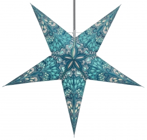 Foldable Advent illuminated paper star, poinsettia 60 cm - Nestor turquoise/green