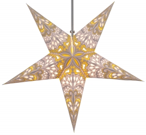 Foldable Advent illuminated paper star, poinsettia 60 cm - Nestor nature/yellow