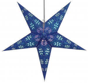 Foldable advent illuminated paper star, poinsettia 60 cm - Anubis blue