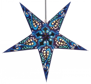 Foldable advent illuminated paper star, Christmas star 60 cm - Galadriel blue