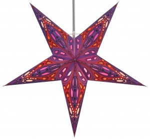 Foldable advent illuminated paper star, poinsettia 60 cm - Marwin violet