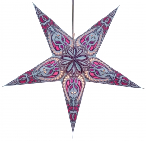 Foldable advent illuminated paper star, poinsettia 60 cm - Alaska purple