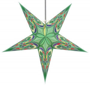Foldable advent illuminated paper star, poinsettia 60 cm - Alaskana green