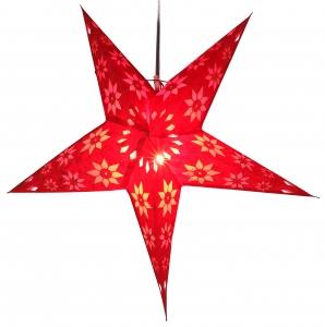 Foldable advent illuminated paper star, poinsettia 60 cm - Adonis red