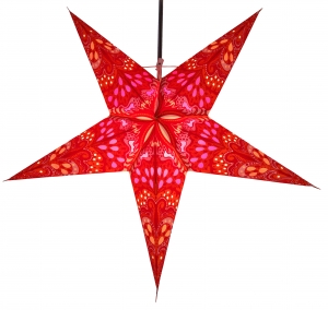 Foldable advent illuminated paper star, poinsettia 60 cm - Nestor orange
