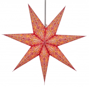 Foldable advent illuminated paper star, poinsettia 60 cm - Efendis red