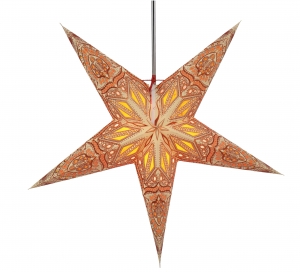 Foldable advent illuminated paper star, poinsettia 60 cm - Dadari orange