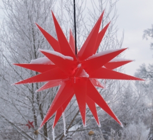 LED Melchior Outdoor II Rot, 3D Außenstern Ø 60 cm, mit 20 Spitzen, inkl. 4 m Außenkabel