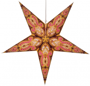 Foldable advent illuminated paper star, poinsettia 60 cm - Menor brown/mix